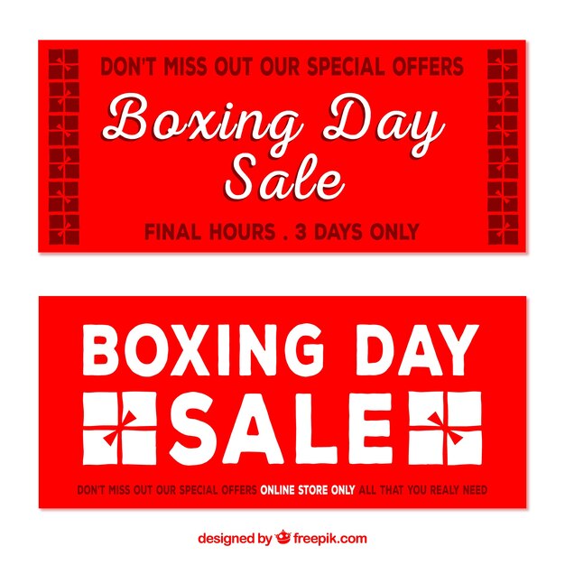 Banners de descuento de boxing day en rojo