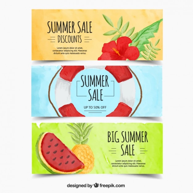Banners de descuento de colores