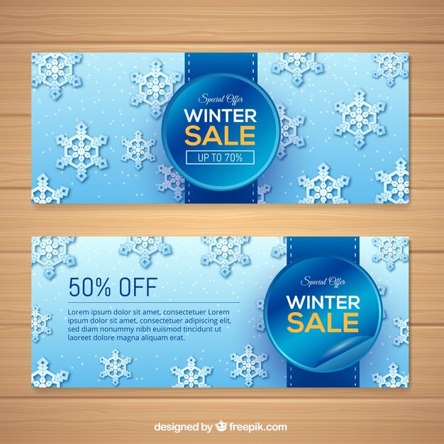 Banners de descuento de invierno