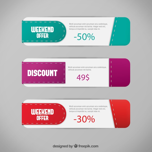 Vector gratuito banners de descuento