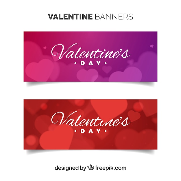 Banners desenfocados de san valentín