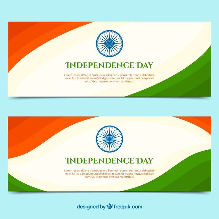 Vector gratuito banners para el dí de la independencia de india con diseño plano