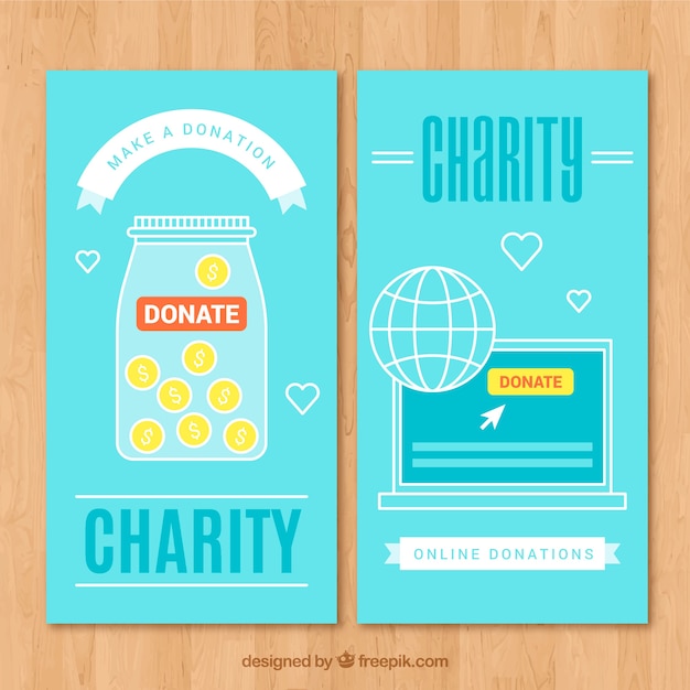 Vector gratuito banners del día de la caridad con donación