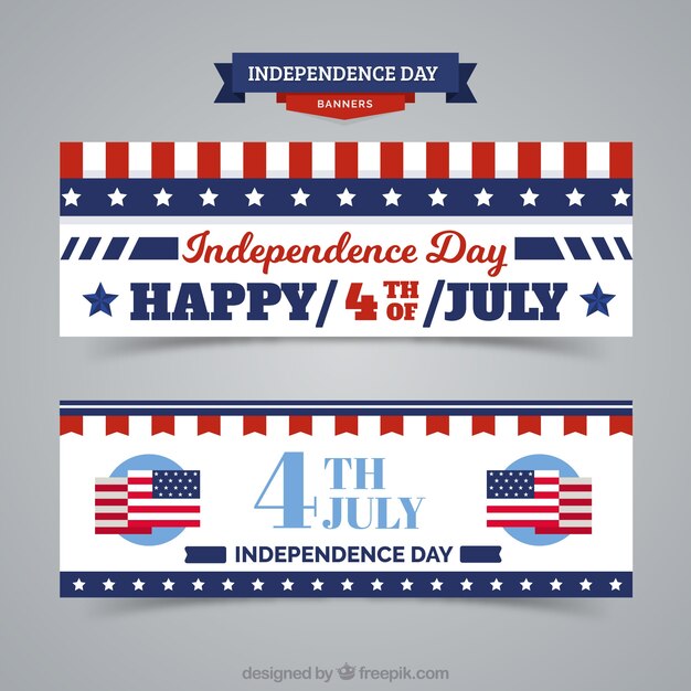 Banners del día de la independencia americana en estilo vintage 