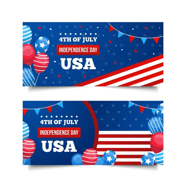 Banners del día de la independencia de diseño plano