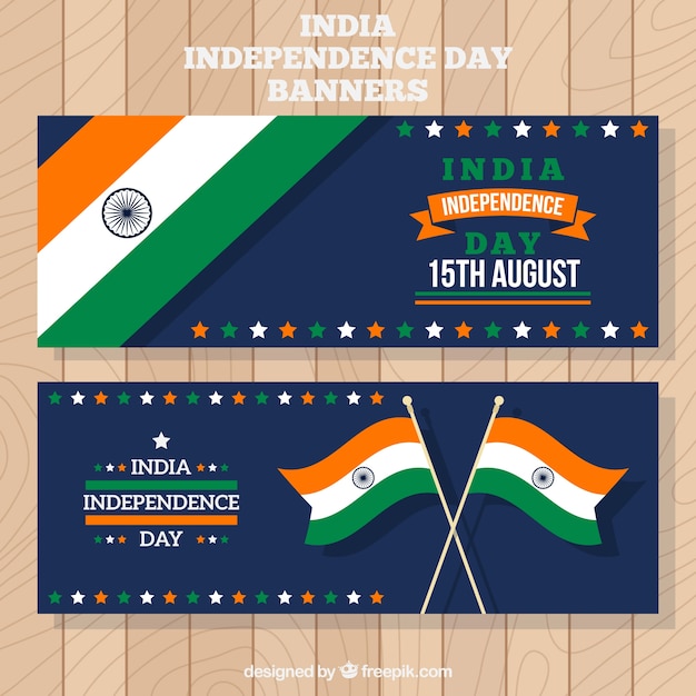 Banners del día de independencia de india con banderas