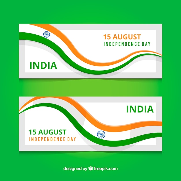 Vector gratuito banners para el día de la independencia de india con diseño plano