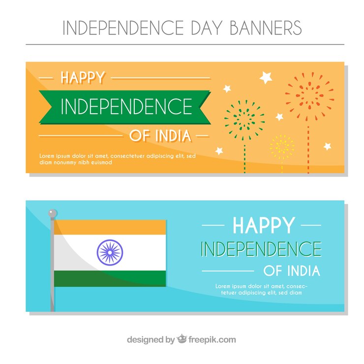 Vector gratuito banners para el día de la independencia de india con diseño plano