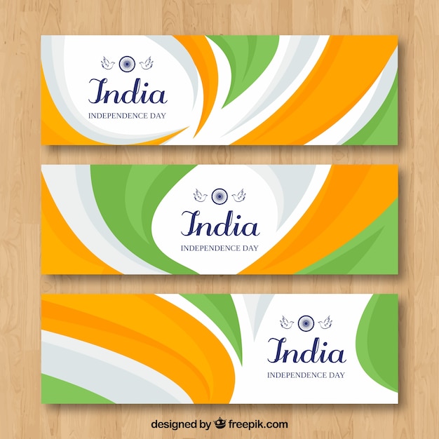 Banners para el día de la independencia de india con diseño plano