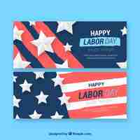 Vector gratuito banners de día laboral con bandera americana