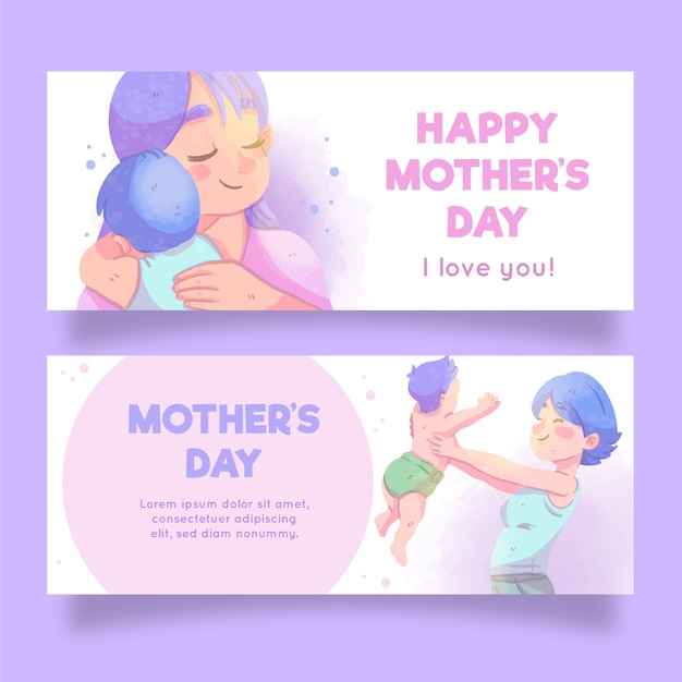 Banners del día de la madre con saludo