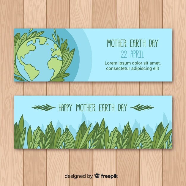 Vector gratuito banners  del día de la madre tierra