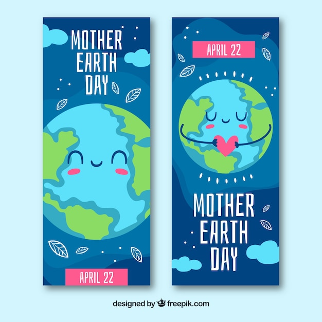 Vector gratuito banners  del día de la madre tierra