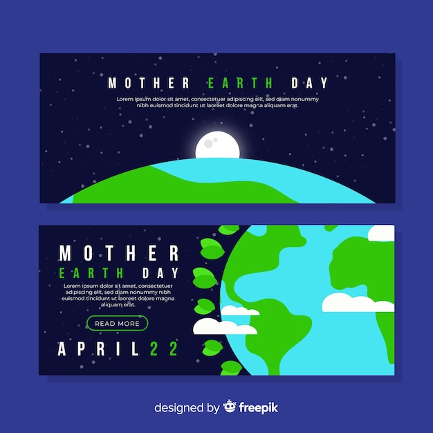 Vector gratuito banners del día de la madre tierra