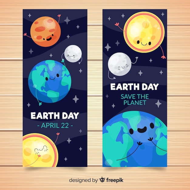 Vector gratuito banners del día de la madre tierra