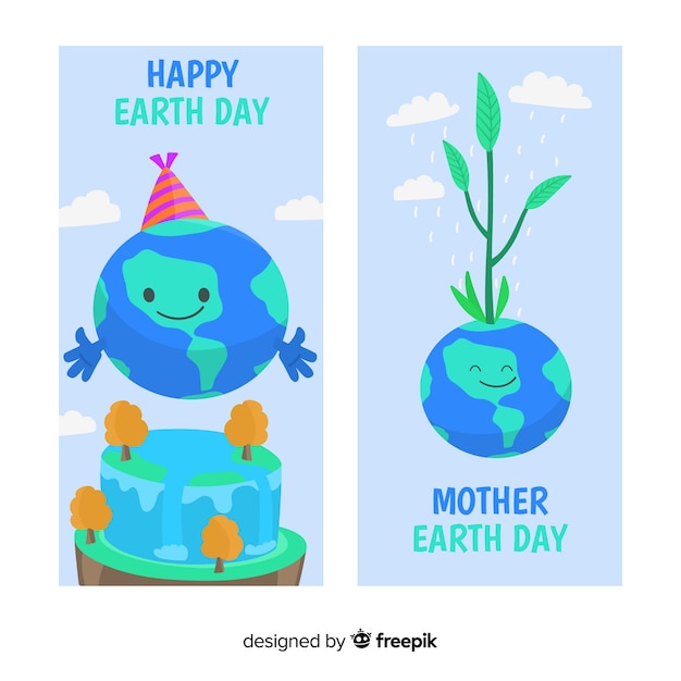 Vector gratuito banners del día de la madre tierra