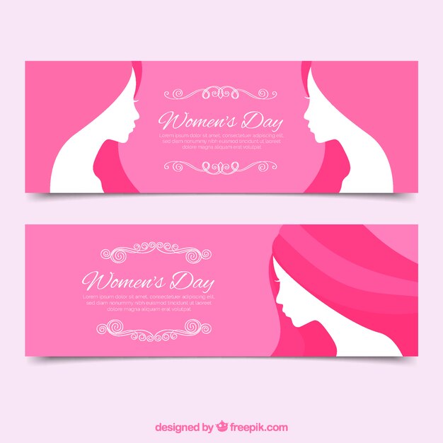 Banners del día de la mujer con decoración ornamental