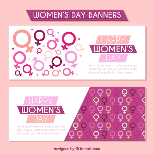 Vector gratuito banners del día de la mujer con símbolos