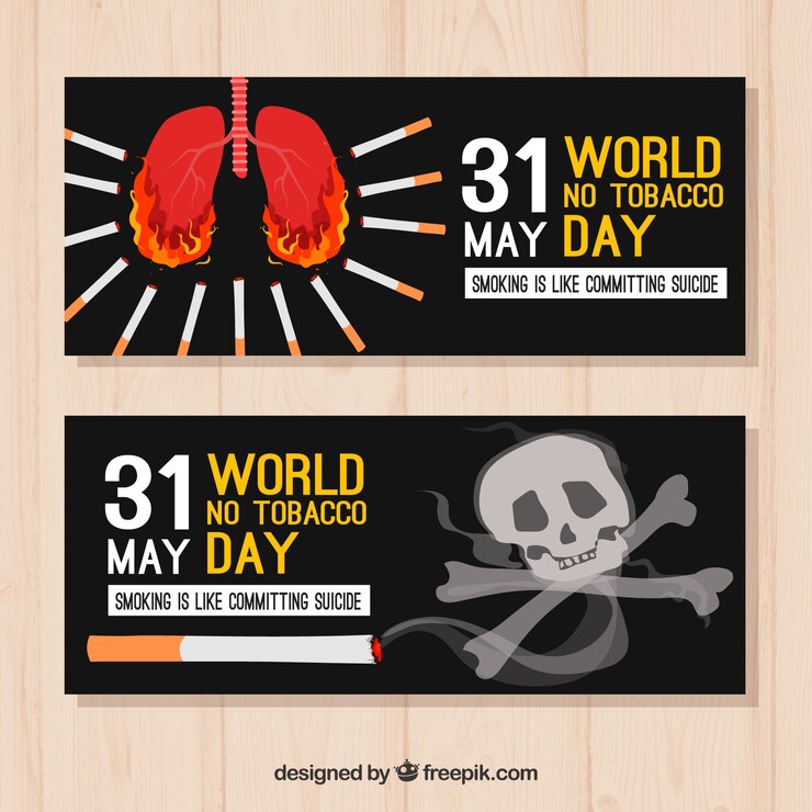 Vector gratuito banners del día mundial de antitabaco de acuarela 
