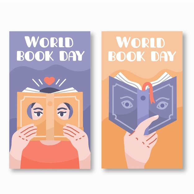 Vector gratuito banners del día mundial del libro dibujado a mano