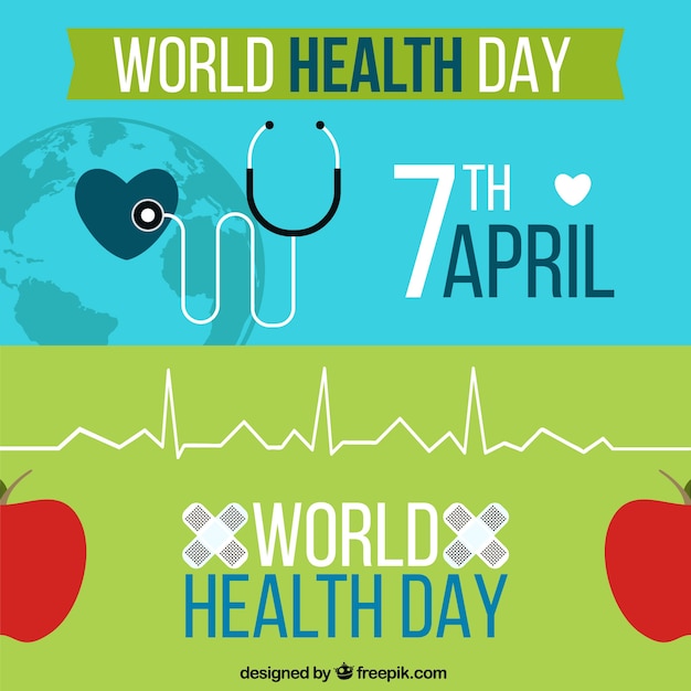Banners del día mundial de la salud en diseño plano 