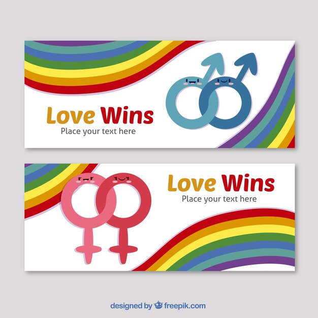 Banners del día del orgullo con símbolo de género 