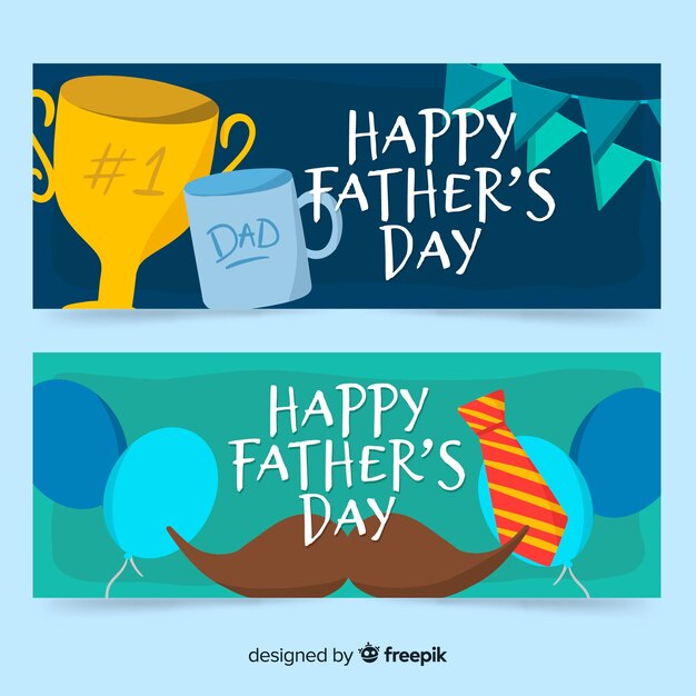 Vector gratuito banners del día del padre dibujado a mano