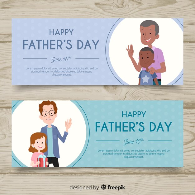 Vector gratuito banners del día del padre dibujados a mano