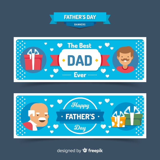 Vector gratuito banners del día del padre en diseño plano