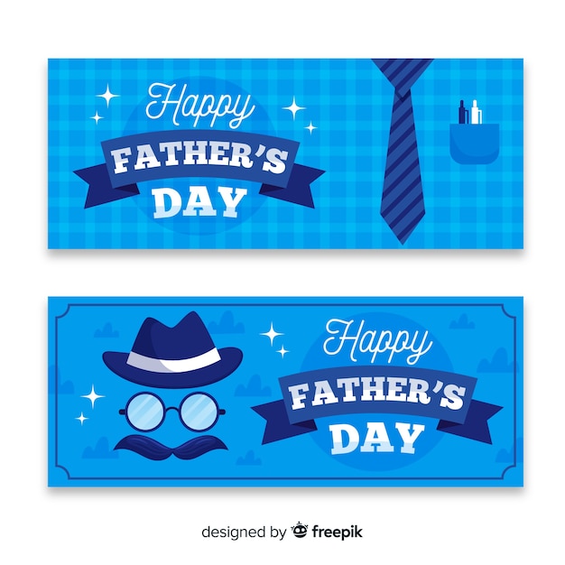 Vector gratuito banners del día del padre en diseño plano