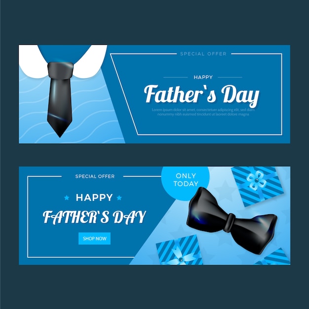 Vector gratuito banners del día del padre en diseño plano