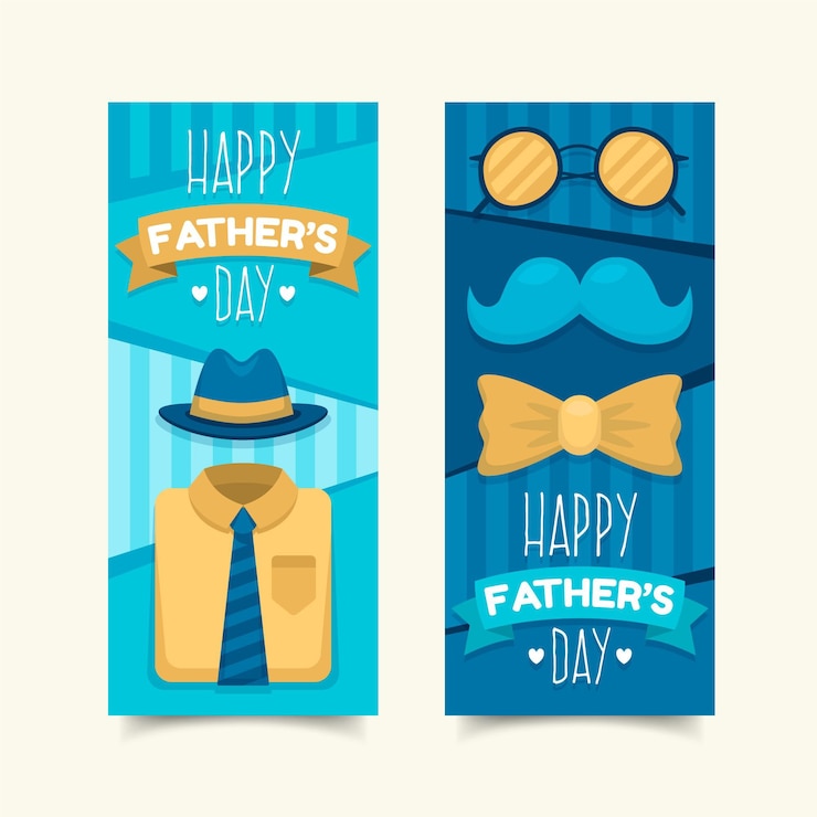 Vector gratuito banners del día del padre de diseño plano