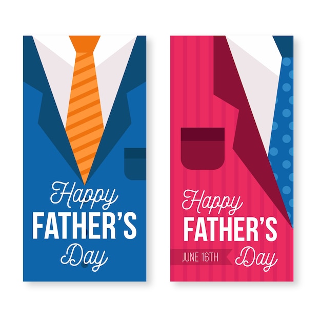 Vector gratuito banners de día del padre de estilo plano