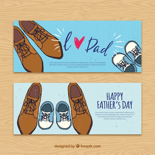 Vector gratuito banners del día del padre vintage con zapatos