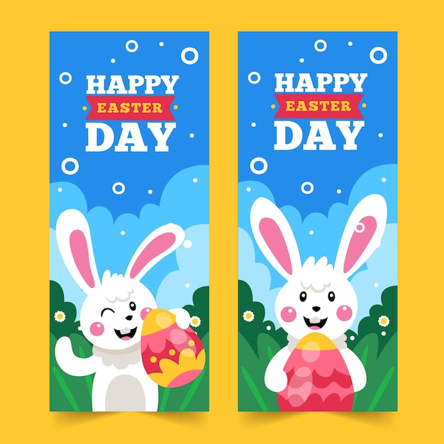 Banners del día de pascua en diseño plano