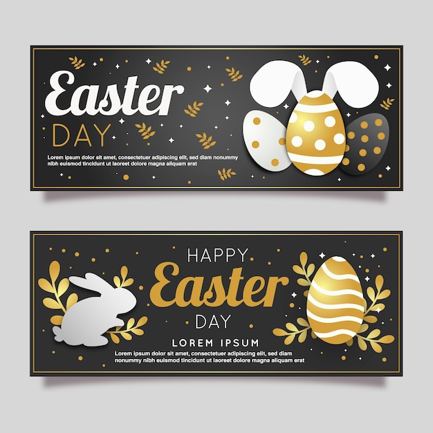 Banners del día de pascua en diseño plano