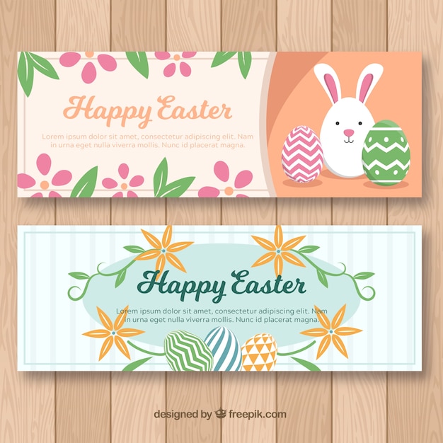 Banners del día de pascua en estilo plano