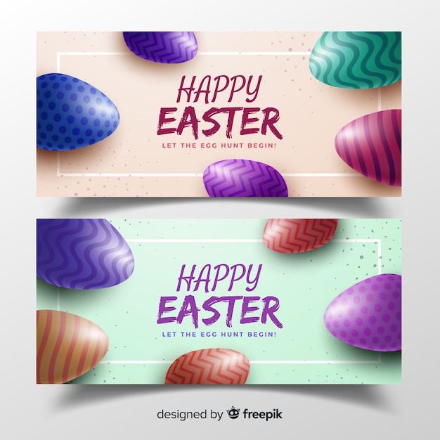 Banners del día de pascua realistas