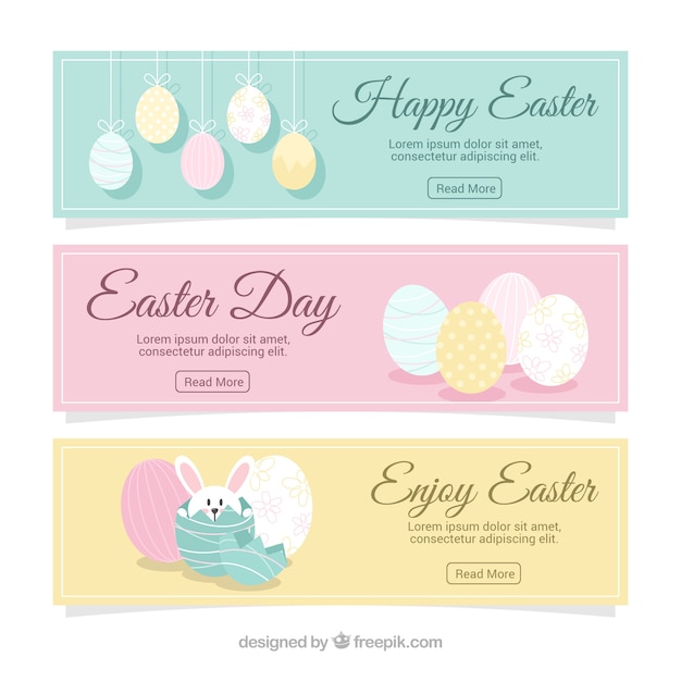 Vector gratuito banners del día de pascua