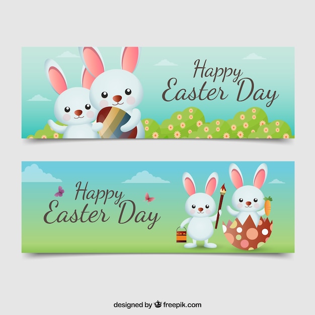 Vector gratuito banners del día de pascua