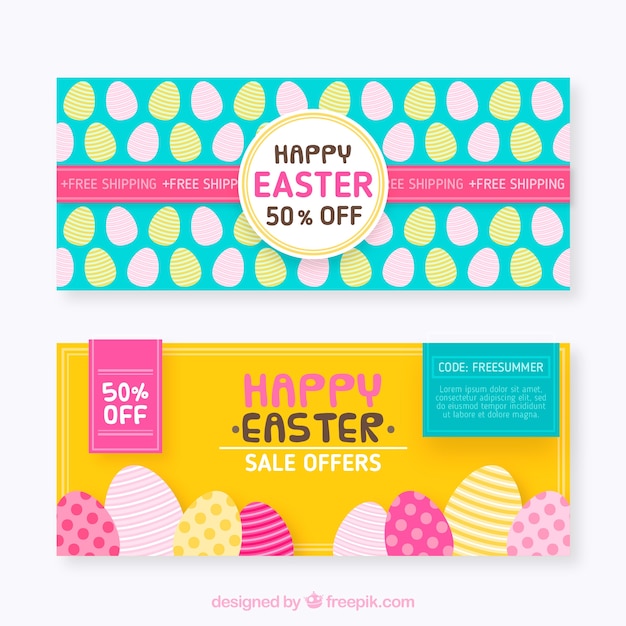 Vector gratuito banners del día de pascua