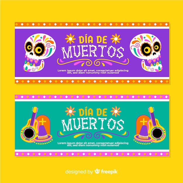 Vector gratuito banners de día plano de diseño plano