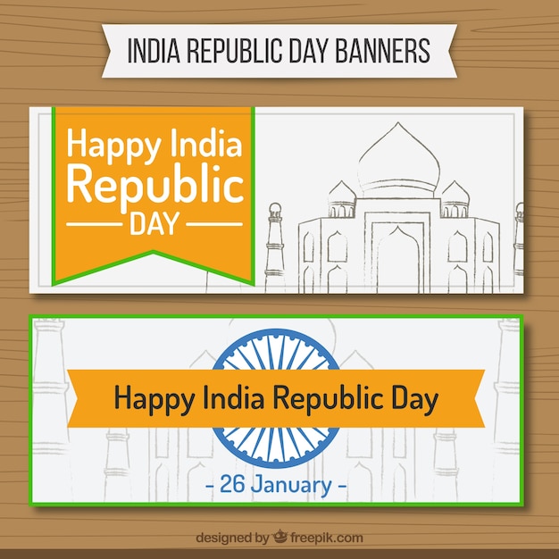 Vector gratuito banners del día de la república india