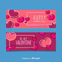 Vector gratuito banners del día de san valentín en diseño plano