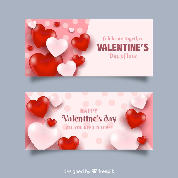 Banners del día de san valentín realista