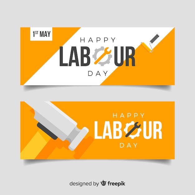 Vector gratuito banners del día del trabajador en diseño plano