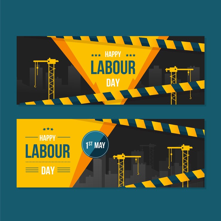 Vector gratuito banners del día del trabajo de estilo plano