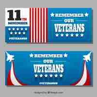 Vector gratuito banners del día de los veteranos