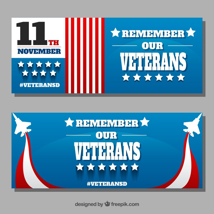 Vector gratuito banners del día de los veteranos 