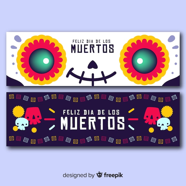 Banners dibujados a mano del día de los muertos